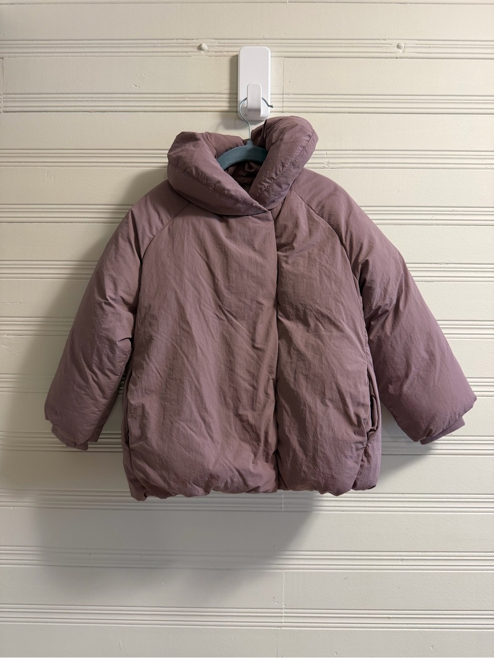 Zara Girls Faux Fur Lined Puffer Jacket Dusty Mauve Pink Winter Coat Size 4Y 104